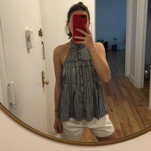 Free People gingham halter top